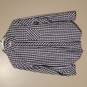 Vineyard Vines Checkered Long‎ Sleeve Button Down Shirt Navy and White Womens 00